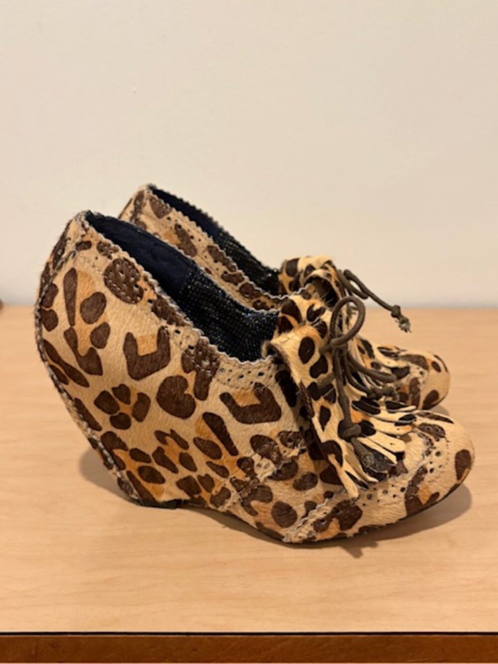 Irregular Choice Leopard Horse Hair Wedges - Picture 6 of 13